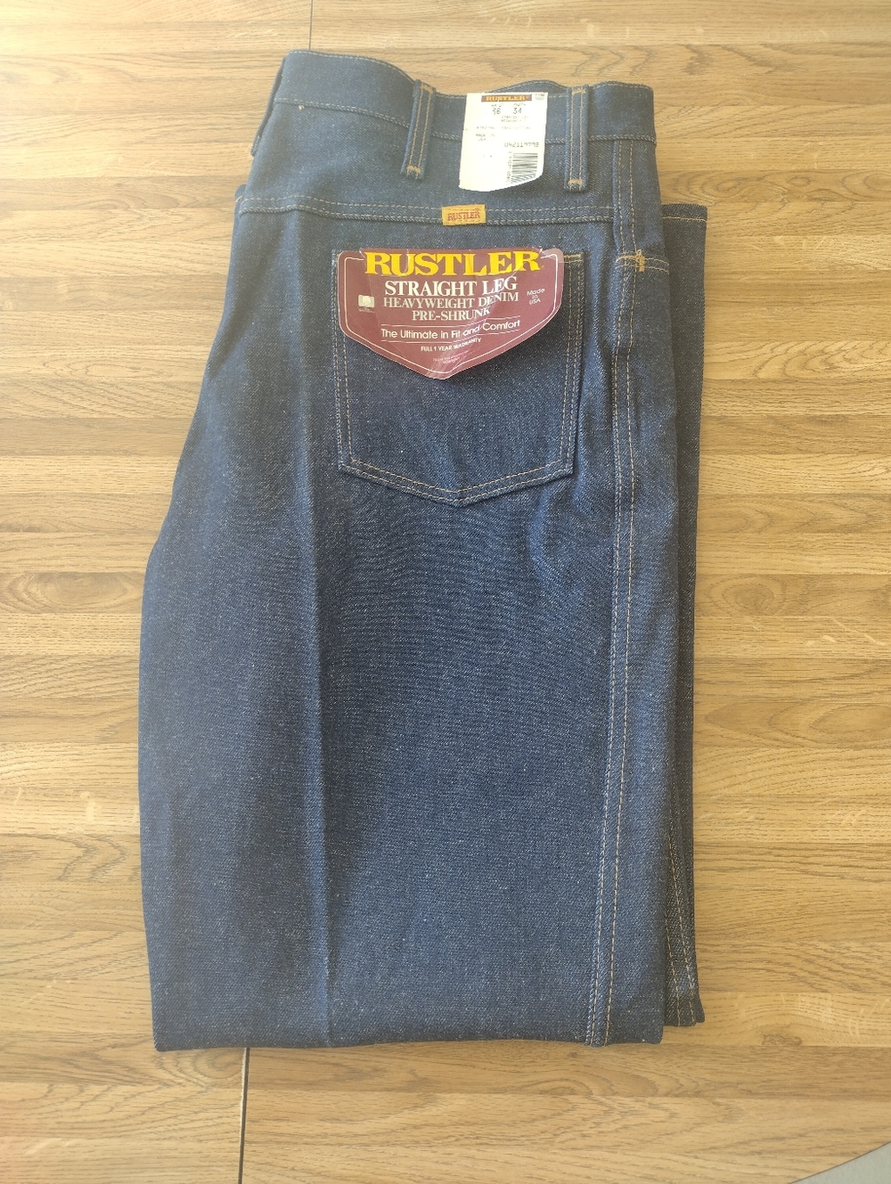 Men's Vintage 1980s-90s Rustler 87621NV Straight Leg Jeans 36/34